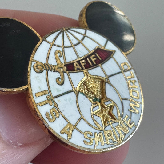 Vintage 1985 Disneyland Afifi It's a Shrine World Mickey Mouse Ears Lapel Pin