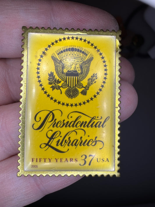 Vintage Presidential Libraries 37 Cent Stamp Lapel Pin