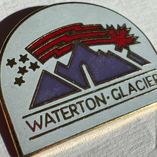 Vtg Waterton Glacier National Park Montana International Peace Lapel Pin On Card