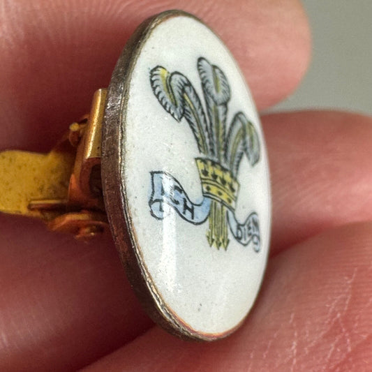 Vintage Ich Dien Prince of Wales Feathers Lapel Lingerie Clip Pin