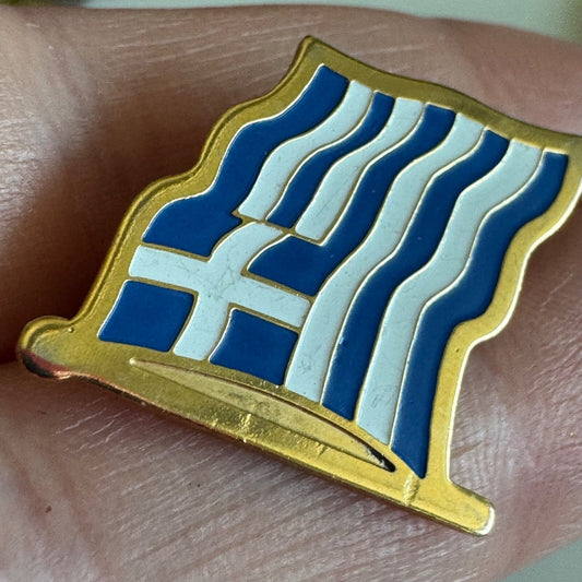 Vintage Greece Greek Flag Enamel Lapel Pin 