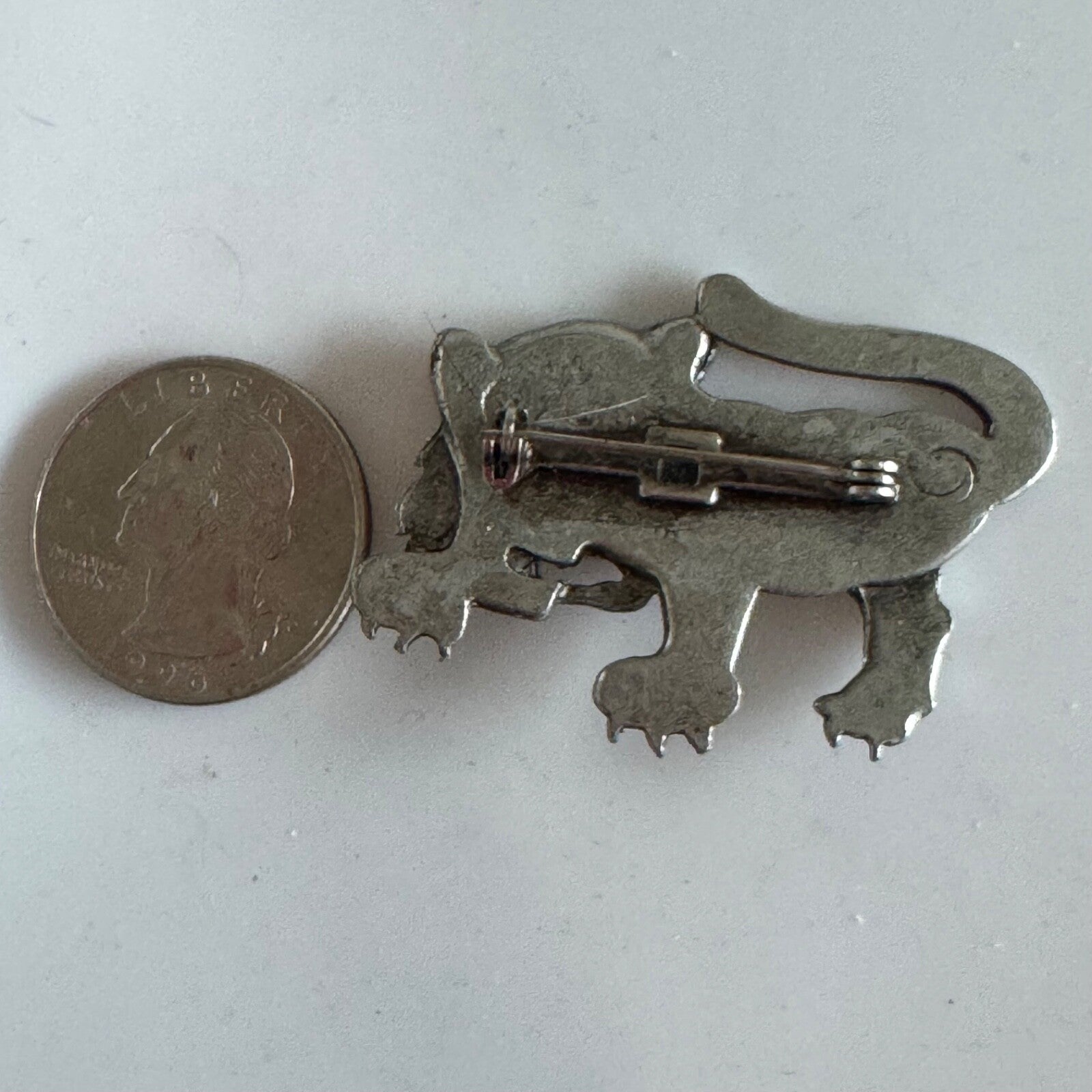 Vintage Pewter Tiger Brooch Pin