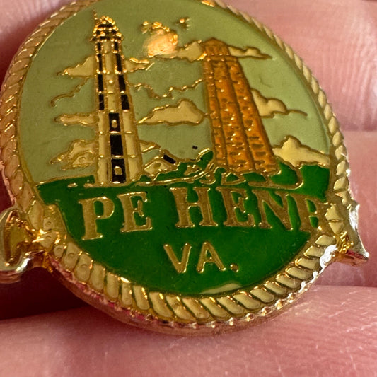 Vintage Cape Henry Virginia Lighthouses Lapel Pin Souvenir Tourist 