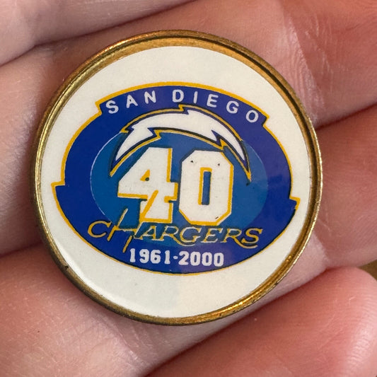 Vintage San Diego Chargers 40 Years Lapel Pin 1961-2000