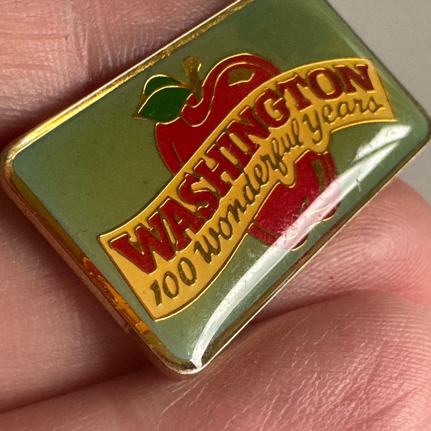 Vintage Washington State 100 Wonderful Years Apple Lapel Pin