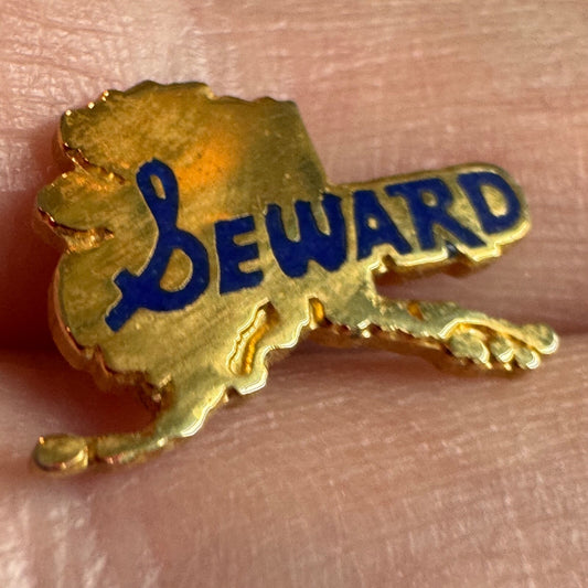 Vintage Seward Alaska Tiny Souvenir Tie Tack Gold Tone Lapel Pin