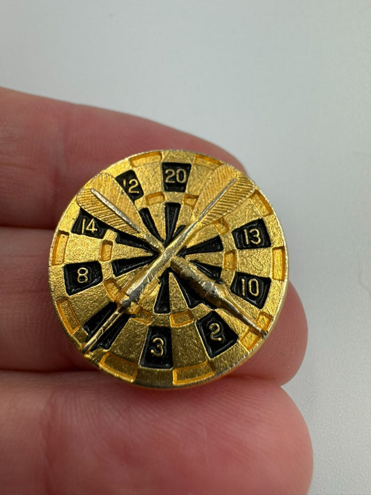 Gold Tone Dart Board Lapel Pin Badge Brooch Darts - Nice!