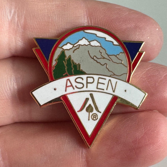 Vintage Aspen Colorado Souvenir Tourist Lapel Pin Ski Skiing