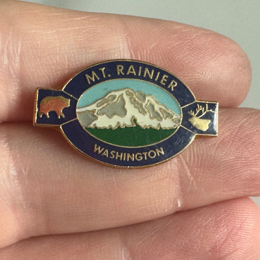 Vtg Mt Rainier Washington National Park Lapel Pin Souvenir Lapel Pin Bear Elk