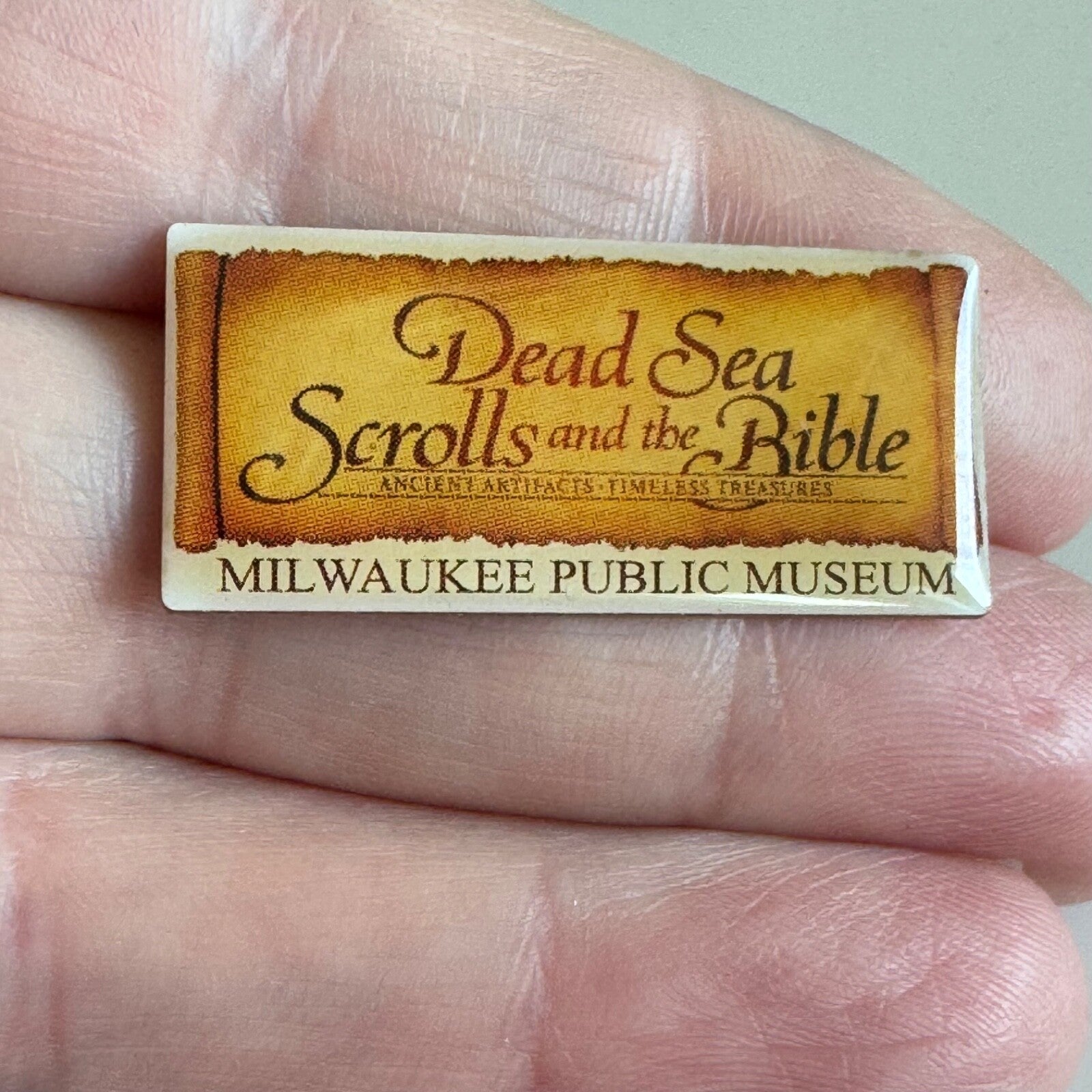 Vintage Dead Sea Scrolls and the Bible Milwaukee Public Museum Lapel Pin 