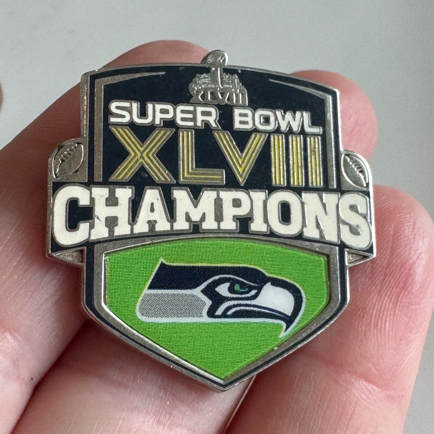 Vintage Seattle Seahawks Super Bowl XLVIII Champions Lapel Pin Wincraft
