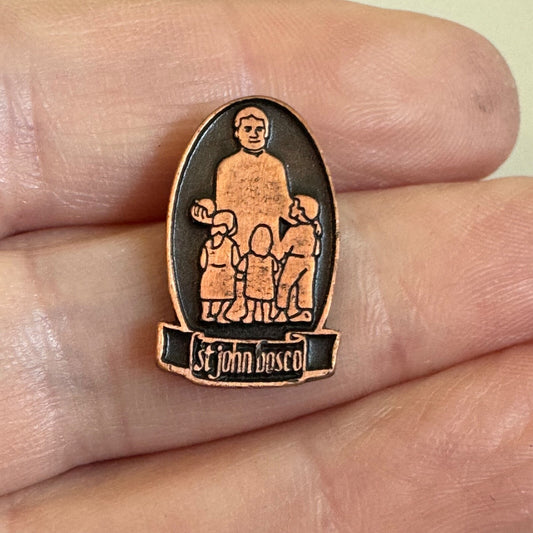St. John Bosco and Children Bronze Tone Oval Pin Saint