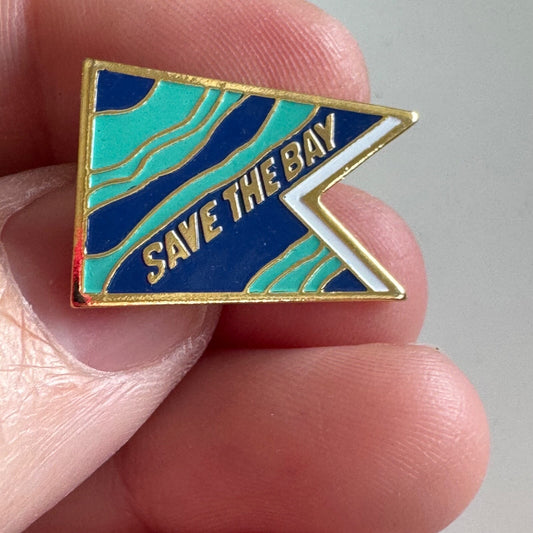 Vintage Save the Bay Boat Flag Lapel Pin