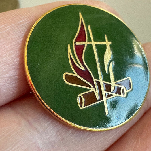 Green Campfire & Cross United Methodist Pin Boy Scouts Scouting Girl