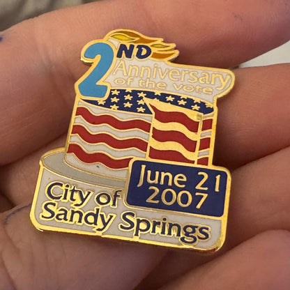 2007 City of Sandy Springs 2nd Anniversary of the Vote Lapel Pin Limited Edition