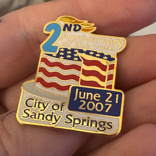 2007 City of Sandy Springs 2nd Anniversary of the Vote Lapel Pin Limited Edition