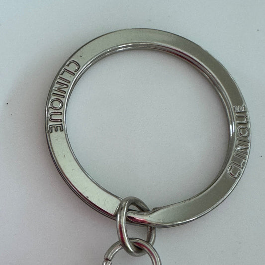 Vintage Clinique Silver Tone Key Chain Keychain Logo