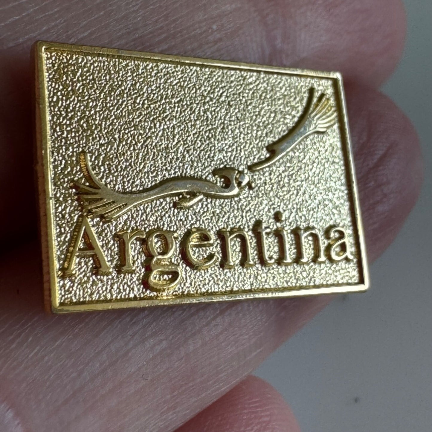 Vintage Argentina Andean Condor Gold Tone Souvenir Lapel Pin 