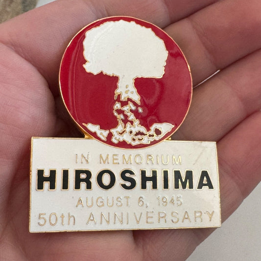 50th Anniversary Hiroshima In Memorium Mushroom Cloud Lapel Pin 1995
