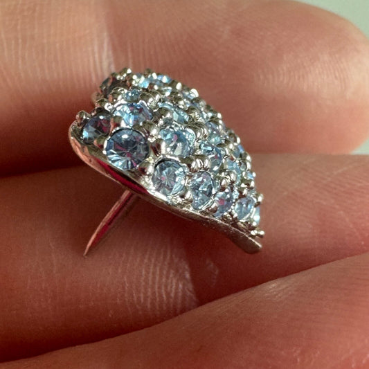 Vintage Swarovski Heart Blue Crystal Silver Tone Lapel Pin