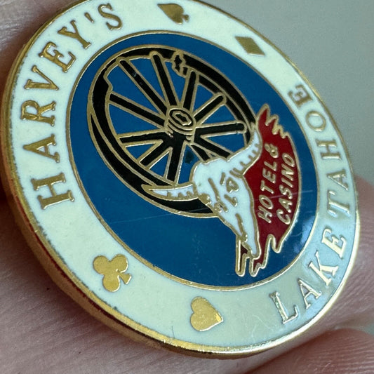 Vintage Harvey's Lake Tahoe Hotel & Casino Enamel Lapel Pin California