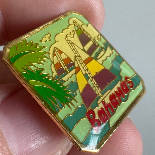 Bahamas Sailboats Enamel Pin – Colorful Tropical Ocean Scene