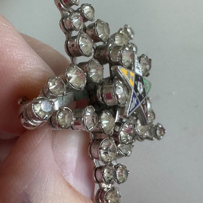 Vintage Order of the Eastern Star Rhinestone Brooch Pin Star Shaped