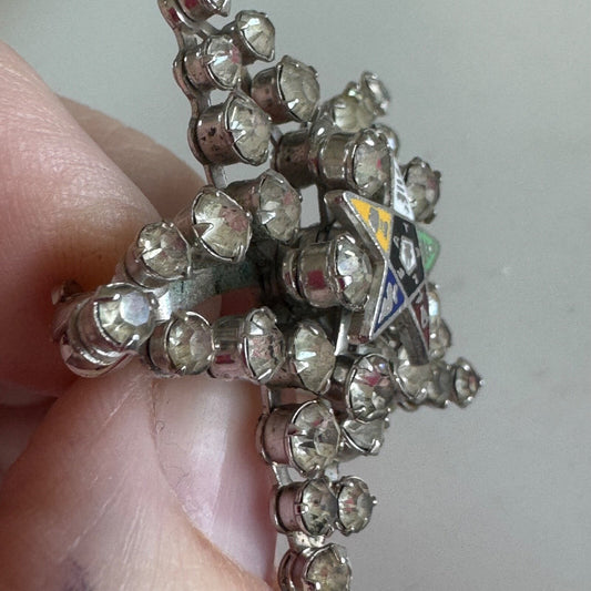 Vintage Order of the Eastern Star Rhinestone Brooch Pin Star Shaped