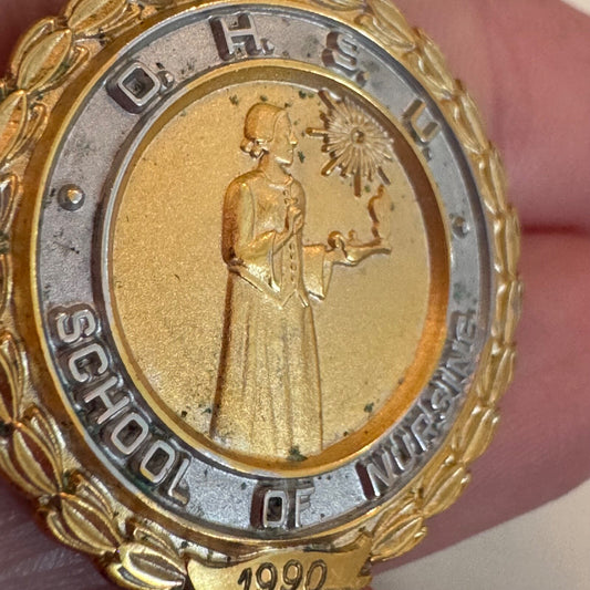 1990 Oregon Health & Science University OHSU School of Nursing Pin Engraved