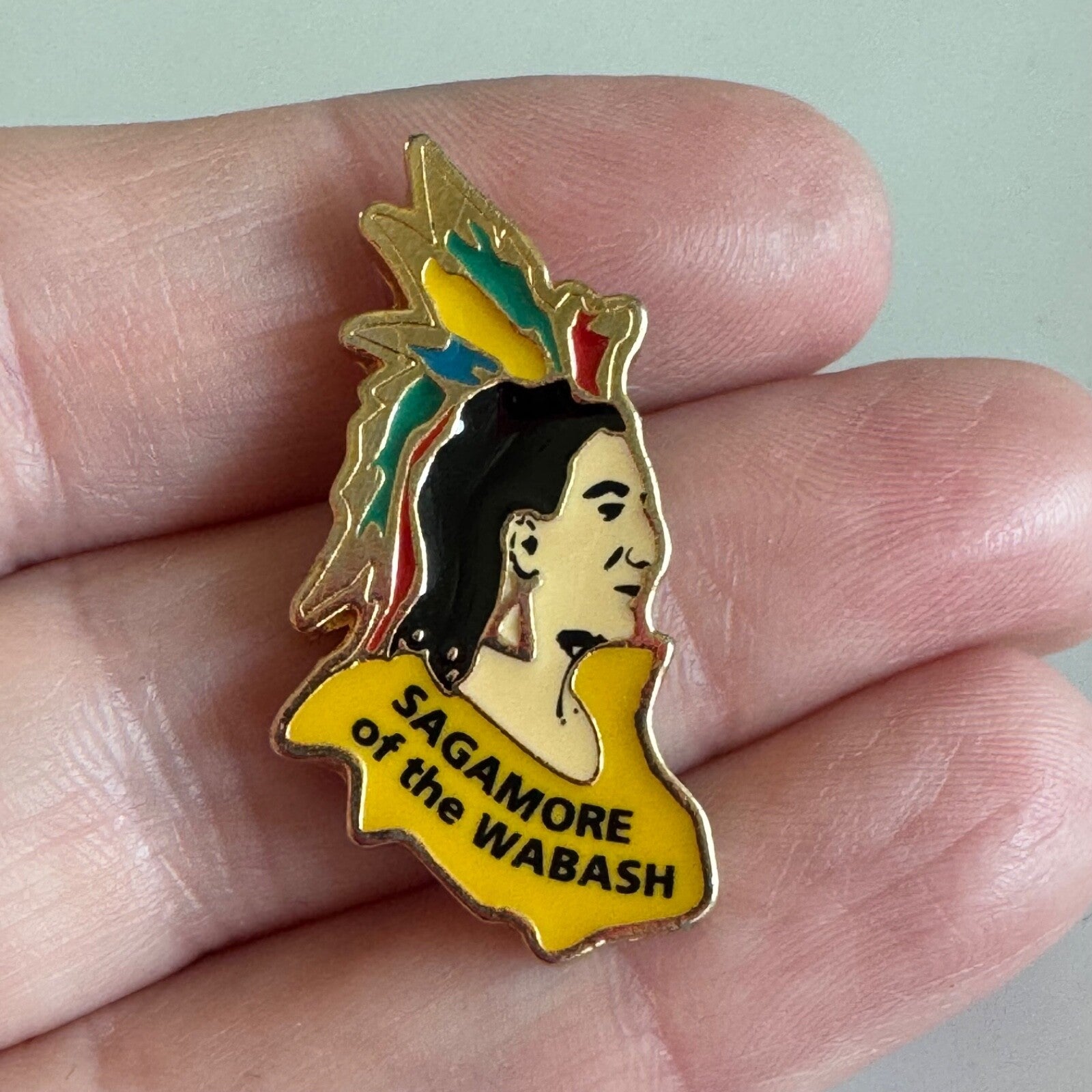 Vtg SAGAMORE OF THE WABASH ~ INDIANA GOVERNORS AWARD LAPEL PIN RARE