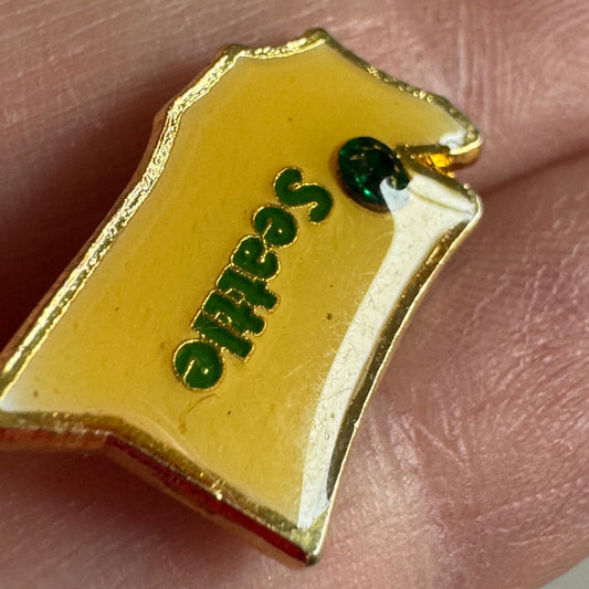 Vintage Seattle Washington State Shaped Lapel Pin Emerald Look 