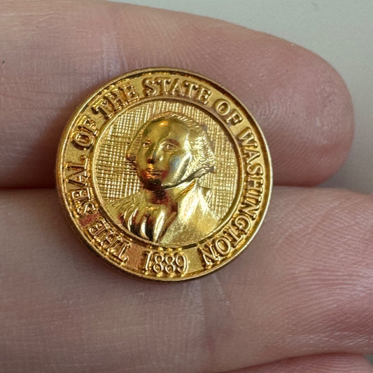 The Seal of the State of Washington Tie Tack Lapel Pin Gold Tone