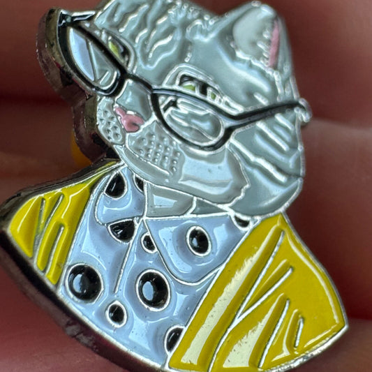 Librarian Cat Lapel Pin with Glasses