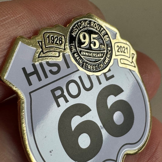Historic Route 66 95th Anniversary Enamel Pin – 1926–2021 Collector