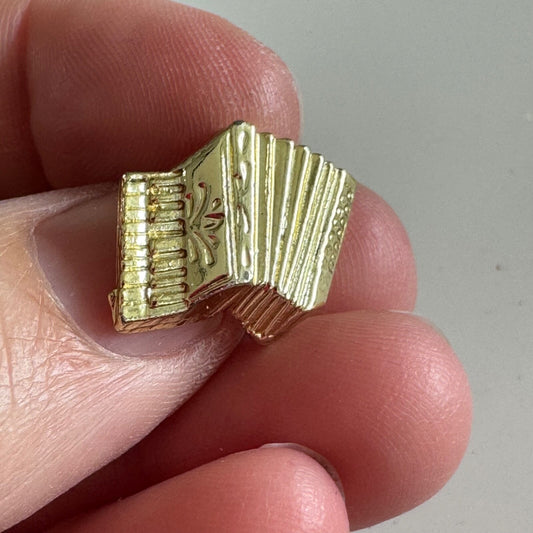 Vintage Gold Tone Accordion Lapel Pin Tie Tack