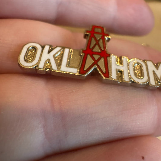 Vintage Oklahoma Oil Rig Derrick Enamel Lapel Pin