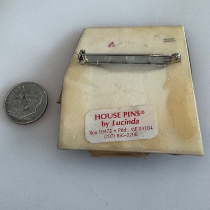 Vintage House Pins by Lucinda Christmas Snowman Wreath Glitter Brooch Pin