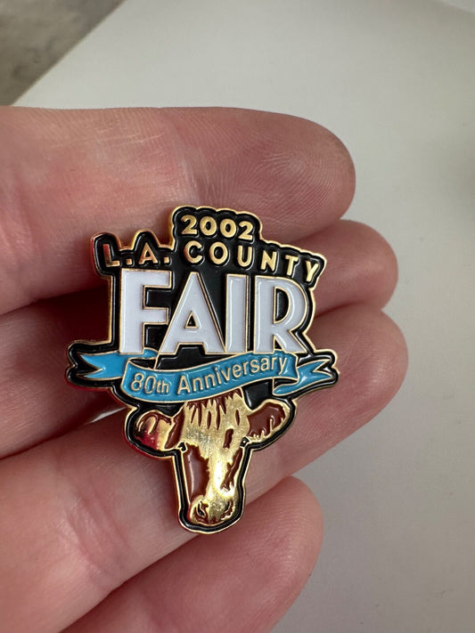 Vintage 2002 L.A. County Fair 80th Anniversary Cow Enamel Lapel Pin