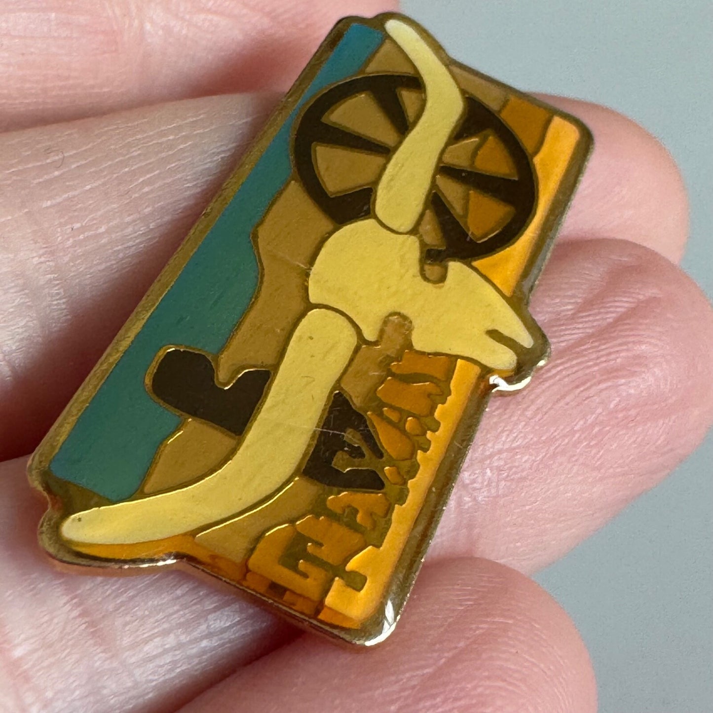 Vintage Texas Longhorn Cattle Souvenir Tourist Lapel Pin