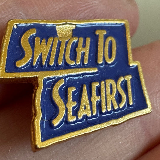Vintage Switch to Seafirst Bank Enamel Lapel Pin Seattle