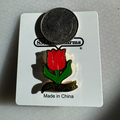 Vintage Holland Michigan Souvenir Lapel Pin Tulip New On Card