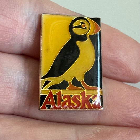 Vintage Alaska Puffin Bird Enamel State Pin