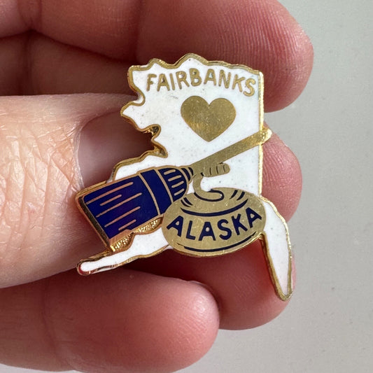 Vintage Fairbanks Alaska Curling Club Enamel Lapel Pin