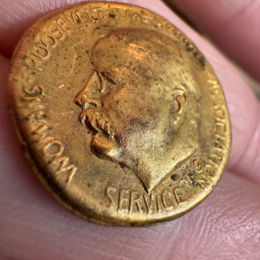 Antique Womens Roosevelt Memorial Association Service Lapel Pin Gold Tone