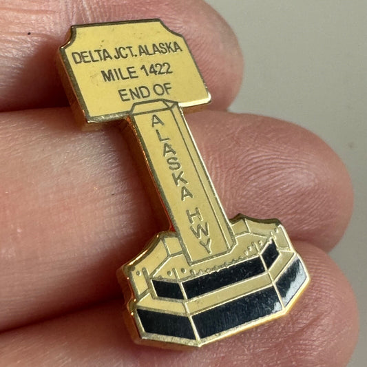 Vintage Delta Junction Alaska End of Hwy Mile 1422 Lapel Pin
