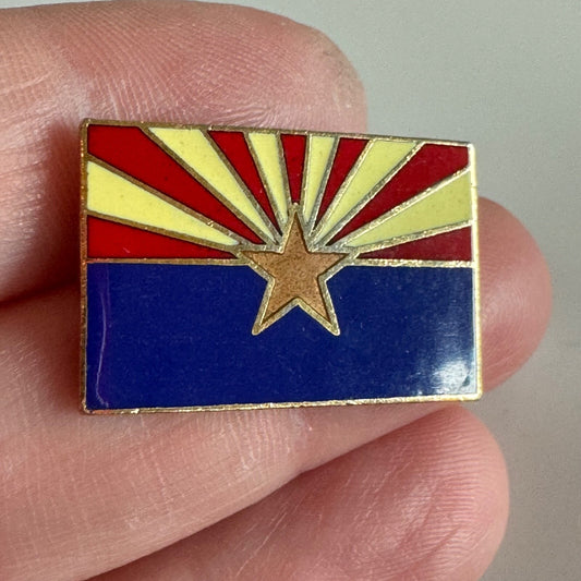 Vintage Arizona Flag Enamel Lapel Pin Very Nice!