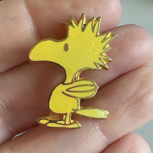 Vintage Peanuts Woodstock Yellow Bird Enamel Lapel Pin Brooch