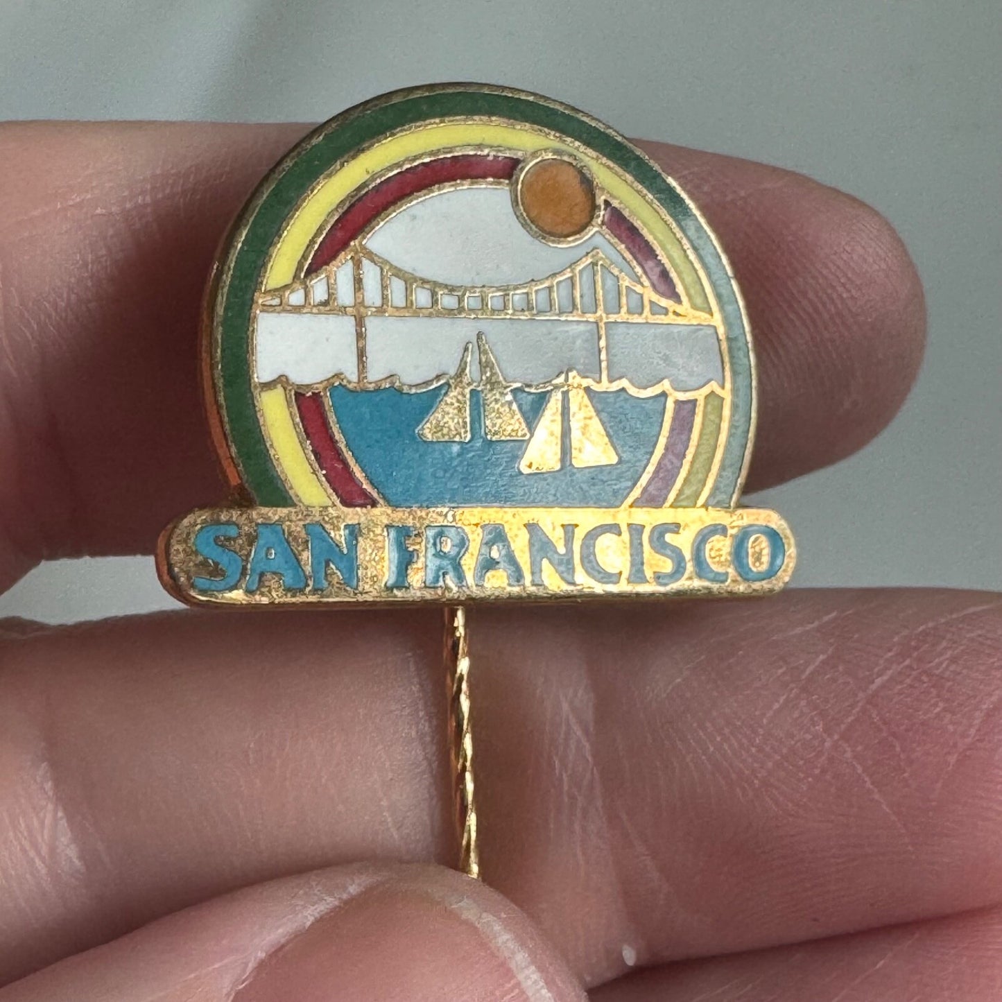Vintage San Francisco Golden Gate Bridge Enamel Stick Pin Souvenir