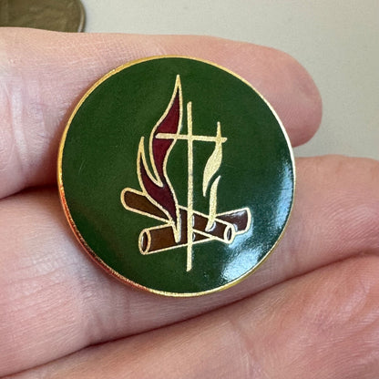 Green Campfire & Cross United Methodist Pin Boy Scouts Scouting Girl
