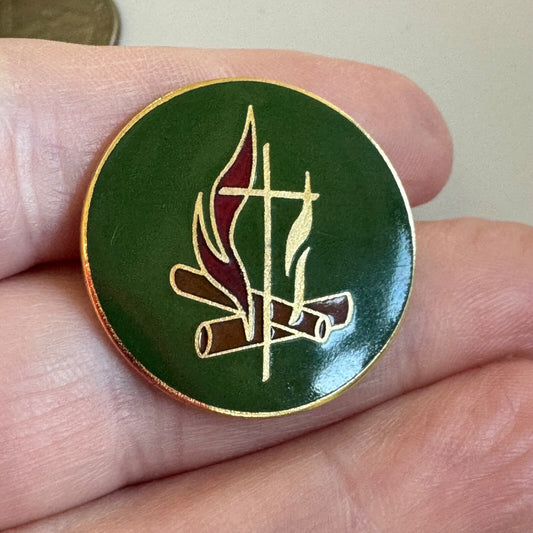 Green Campfire & Cross United Methodist Pin Boy Scouts Scouting Girl